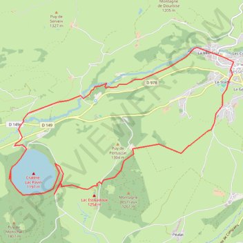 Itinéraire Couze pavin besse lac pavin, distance, dénivelé, altitude, carte, profil, trace GPS