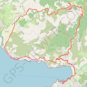 Itinéraire Valinco, distance, dénivelé, altitude, carte, profil, trace GPS