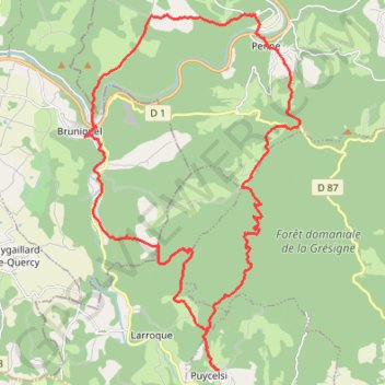 Itinéraire Les bastides - Puycelsi, distance, dénivelé, altitude, carte, profil, trace GPS