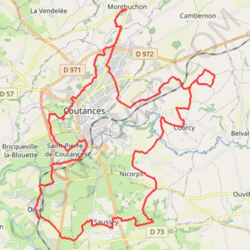 Itinéraire Autour de Coutances jusqu'à Saussey - Monthuchon, distance, dénivelé, altitude, carte, profil, trace GPS