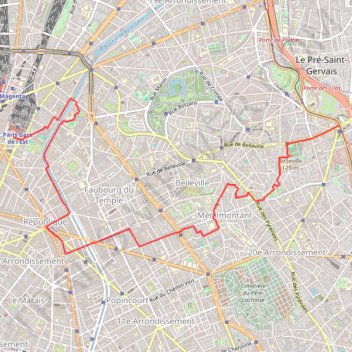 Itinéraire Sur les pas de Georges Brassens : Belleville et Canal Saint-Martin, distance, dénivelé, altitude, carte, profil, trace GPS