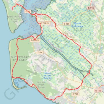 Itinéraire Ol&amp;eacute;ron Royan 97 km on edp-parcours.com, distance, dénivelé, altitude, carte, profil, trace GPS