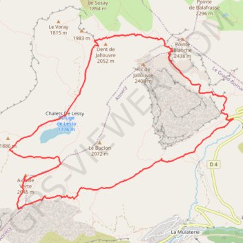 Itinéraire Grand Bornant-Tour du lac de lessy, distance, dénivelé, altitude, carte, profil, trace GPS