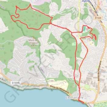 Itinéraire De Costebelle à l'Almanare, distance, dénivelé, altitude, carte, profil, trace GPS