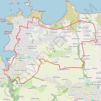 Itinéraire Pays d'Iroise, distance, dénivelé, altitude, carte, profil, trace GPS