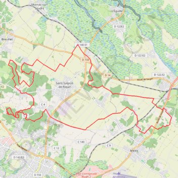 Itinéraire Saujon autour de St Sulpice de Royan, distance, dénivelé, altitude, carte, profil, trace GPS