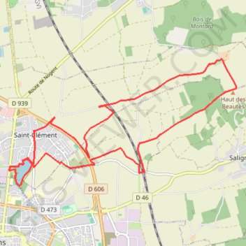 Itinéraire De l'Étang de La Ballastière à la ferme d'Heuré au départ de Saint-Clément, distance, dénivelé, altitude, carte, profil, trace GPS