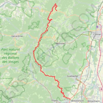 Itinéraire Route des crêtes, distance, dénivelé, altitude, carte, profil, trace GPS
