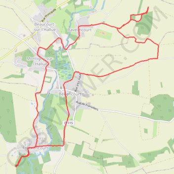 Itinéraire Frechencourt_, distance, dénivelé, altitude, carte, profil, trace GPS
