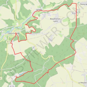 Itinéraire Lyons la Forêt, distance, dénivelé, altitude, carte, profil, trace GPS