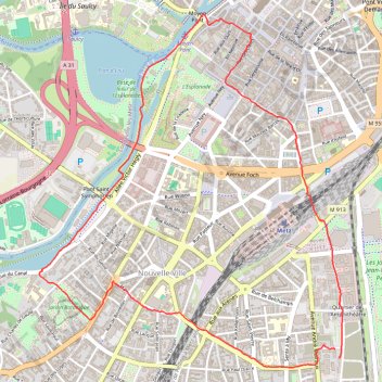 Itinéraire Sablon - Plan d'eau - Centre Ville, distance, dénivelé, altitude, carte, profil, trace GPS