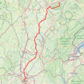 Itinéraire Lyon - Fraisans, distance, dénivelé, altitude, carte, profil, trace GPS