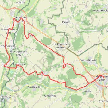 Itinéraire Rando du Parc naturel régional au départ de Magny-en-Vexin, distance, dénivelé, altitude, carte, profil, trace GPS
