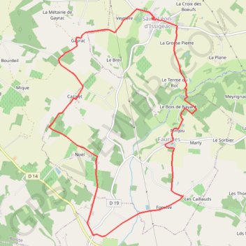 Itinéraire Boucle de Roquepine - Saint Radegonde, distance, dénivelé, altitude, carte, profil, trace GPS