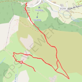 Itinéraire RSPG Les Guérins Céuzette, distance, dénivelé, altitude, carte, profil, trace GPS