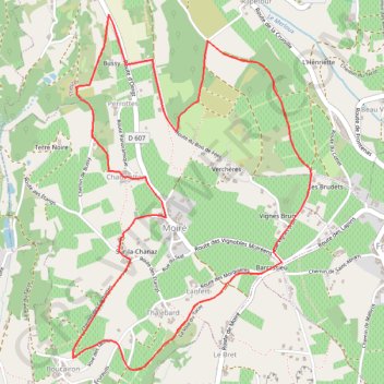 Itinéraire Pays Beaujolais - Pierres Dorées - Moiré, distance, dénivelé, altitude, carte, profil, trace GPS