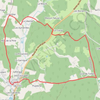 Itinéraire Circuit de Campsegret, distance, dénivelé, altitude, carte, profil, trace GPS