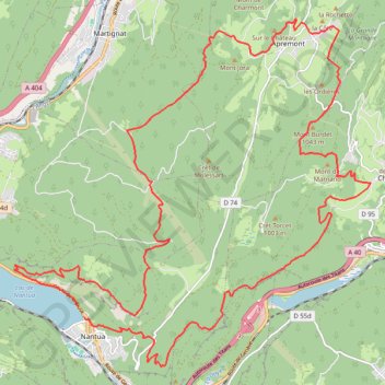 Itinéraire Boucle_Nantua_-_Roche_rousse_-_Les_combes_-_Mont_burdet_-_Sous_le_mont_jora_-_Les_fècles, distance, dénivelé, altitude, carte, profil, trace GPS