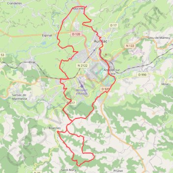 Itinéraire Au départ de Naucelles, distance, dénivelé, altitude, carte, profil, trace GPS
