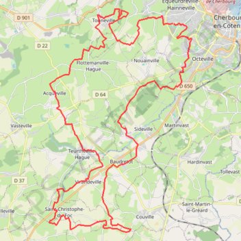Itinéraire Tour du canton d'Equeurdreville, distance, dénivelé, altitude, carte, profil, trace GPS