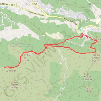 Itinéraire Mimet - Pilon du Roi, distance, dénivelé, altitude, carte, profil, trace GPS
