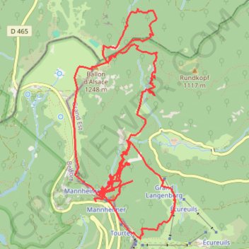 Itinéraire Ballon d'Alsace - morteville, distance, dénivelé, altitude, carte, profil, trace GPS