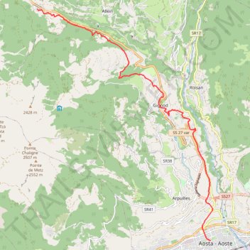 Itinéraire tappa-02-da-echevennoz-ad-aosta, distance, dénivelé, altitude, carte, profil, trace GPS