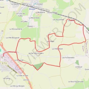 Itinéraire Sur les routes de Broons, distance, dénivelé, altitude, carte, profil, trace GPS