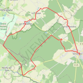 Itinéraire En forêt domaniale - Senonches, distance, dénivelé, altitude, carte, profil, trace GPS