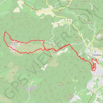 Itinéraire Gros Bessillon, distance, dénivelé, altitude, carte, profil, trace GPS