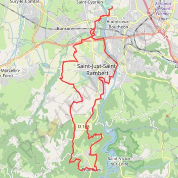 Itinéraire Envolée Verte - Andrézieux-Bouthéon, distance, dénivelé, altitude, carte, profil, trace GPS