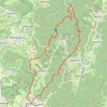 Itinéraire Kandern - Blauen, distance, dénivelé, altitude, carte, profil, trace GPS