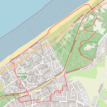Itinéraire De Haan - Duinbossen, distance, dénivelé, altitude, carte, profil, trace GPS