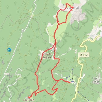 Itinéraire La Pinéa Le Charmant Som, distance, dénivelé, altitude, carte, profil, trace GPS