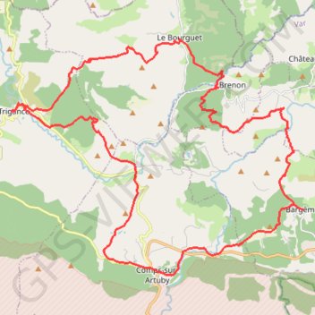 Itinéraire Haut Artuby, distance, dénivelé, altitude, carte, profil, trace GPS