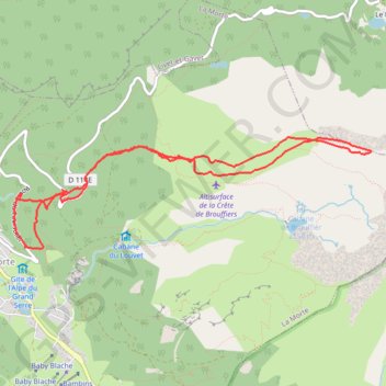 Itinéraire Crête de Brouffier, distance, dénivelé, altitude, carte, profil, trace GPS