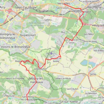 Itinéraire Versailles / St-Rémy-lès-Chevreuse, distance, dénivelé, altitude, carte, profil, trace GPS