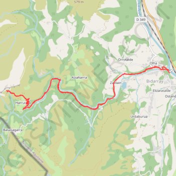 Itinéraire Harpeko Saindua depuis Bidarray, distance, dénivelé, altitude, carte, profil, trace GPS