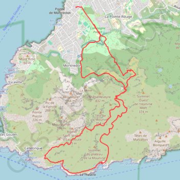 Itinéraire Rando pastre Marseilleveyre, distance, dénivelé, altitude, carte, profil, trace GPS