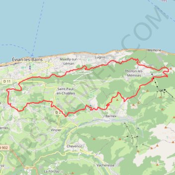 Itinéraire Au-dessus du Léman - 18444 - UtagawaVTT.com, distance, dénivelé, altitude, carte, profil, trace GPS