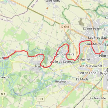 Itinéraire Niort / Coulon, distance, dénivelé, altitude, carte, profil, trace GPS