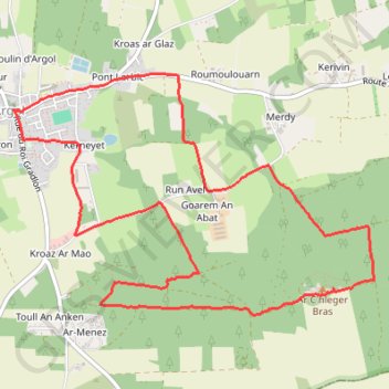 Itinéraire Crozon, la Montagne d'Argol, distance, dénivelé, altitude, carte, profil, trace GPS