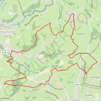 Itinéraire Maizilly - Téléthon - Petit parcours, distance, dénivelé, altitude, carte, profil, trace GPS