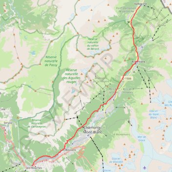 Itinéraire De Vallorcine aux Houches, distance, dénivelé, altitude, carte, profil, trace GPS