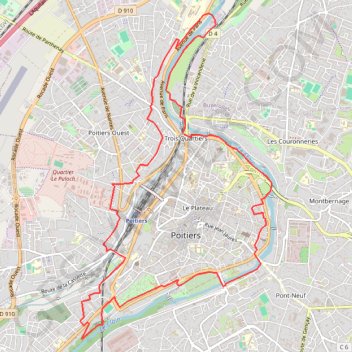 Itinéraire Tour de Poitiers Plateau, distance, dénivelé, altitude, carte, profil, trace GPS