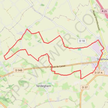 Itinéraire Vers le Ryveld - Sainteenvoorde, distance, dénivelé, altitude, carte, profil, trace GPS
