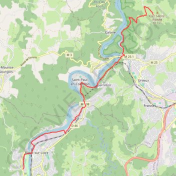 Itinéraire Itinéraire de 23 Rue de la Rivière, 43110 Aurec-sur-Loire, France à 650 Rte de Boulain, 42230 Saint-Étienne, France, distance, dénivelé, altitude, carte, profil, trace GPS