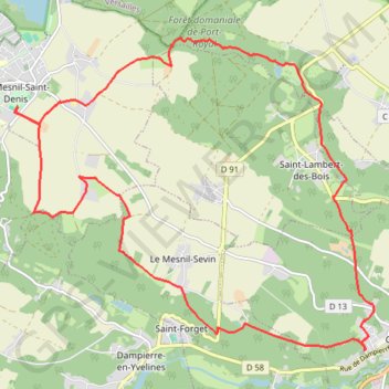 Itinéraire RSCL_GR_14604004_Chevreuse Mesnil st Denis_21km, distance, dénivelé, altitude, carte, profil, trace GPS