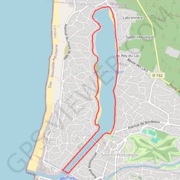 Itinéraire Hossegor-01, distance, dénivelé, altitude, carte, profil, trace GPS