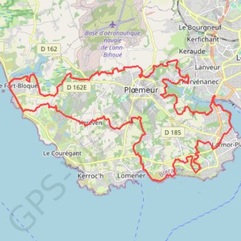 Itinéraire Autour de Ploemeur, distance, dénivelé, altitude, carte, profil, trace GPS